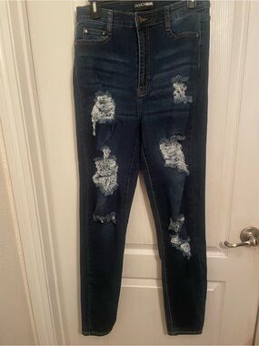 Fashion Nova Dark Wash Distressed Women’s Jeans